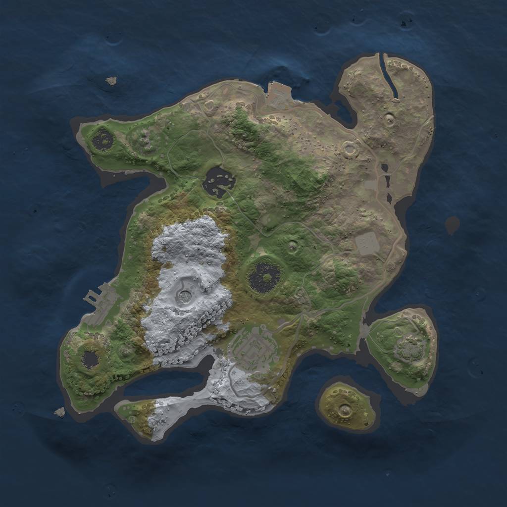 Rust Map: Procedural Map, Size: 2500, Seed: 2027104230, 8 Monuments