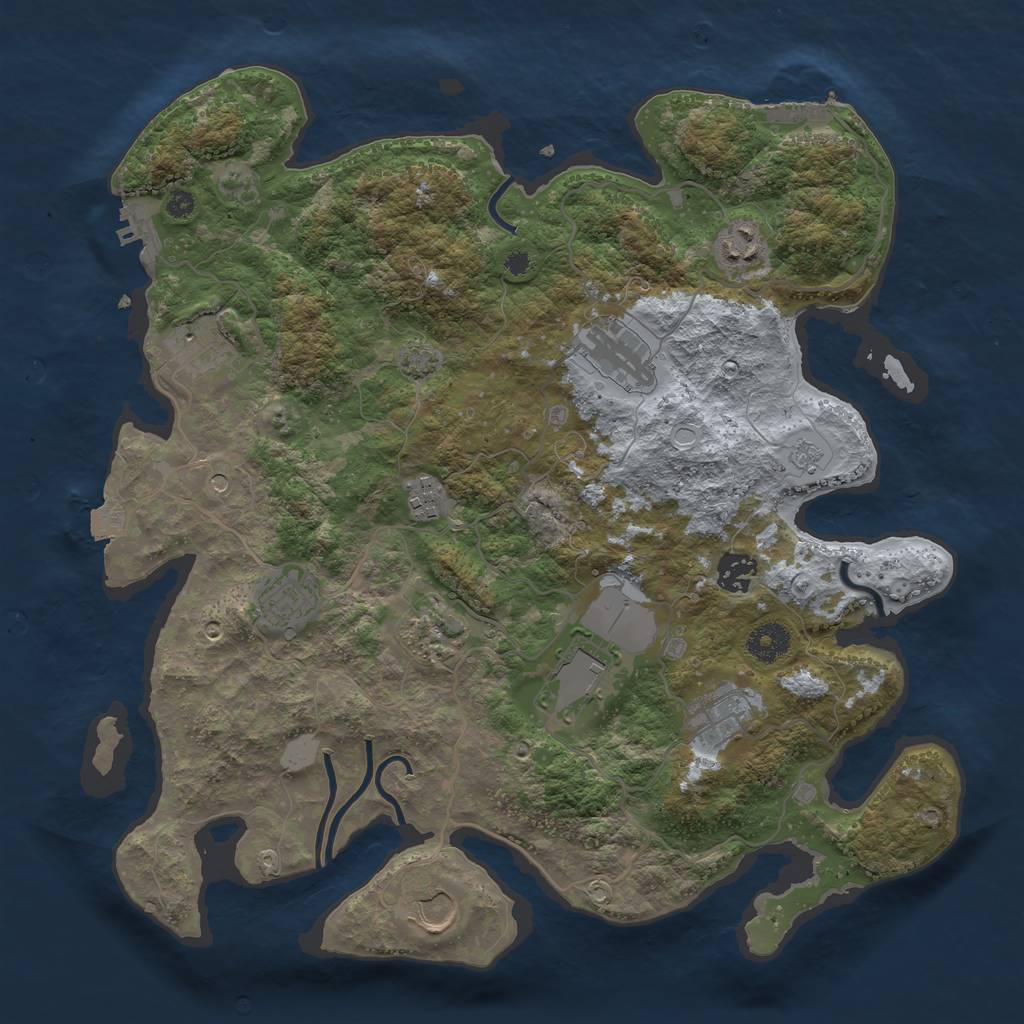 Rust Map: Procedural Map, Size: 3750, Seed: 64108536, 18 Monuments