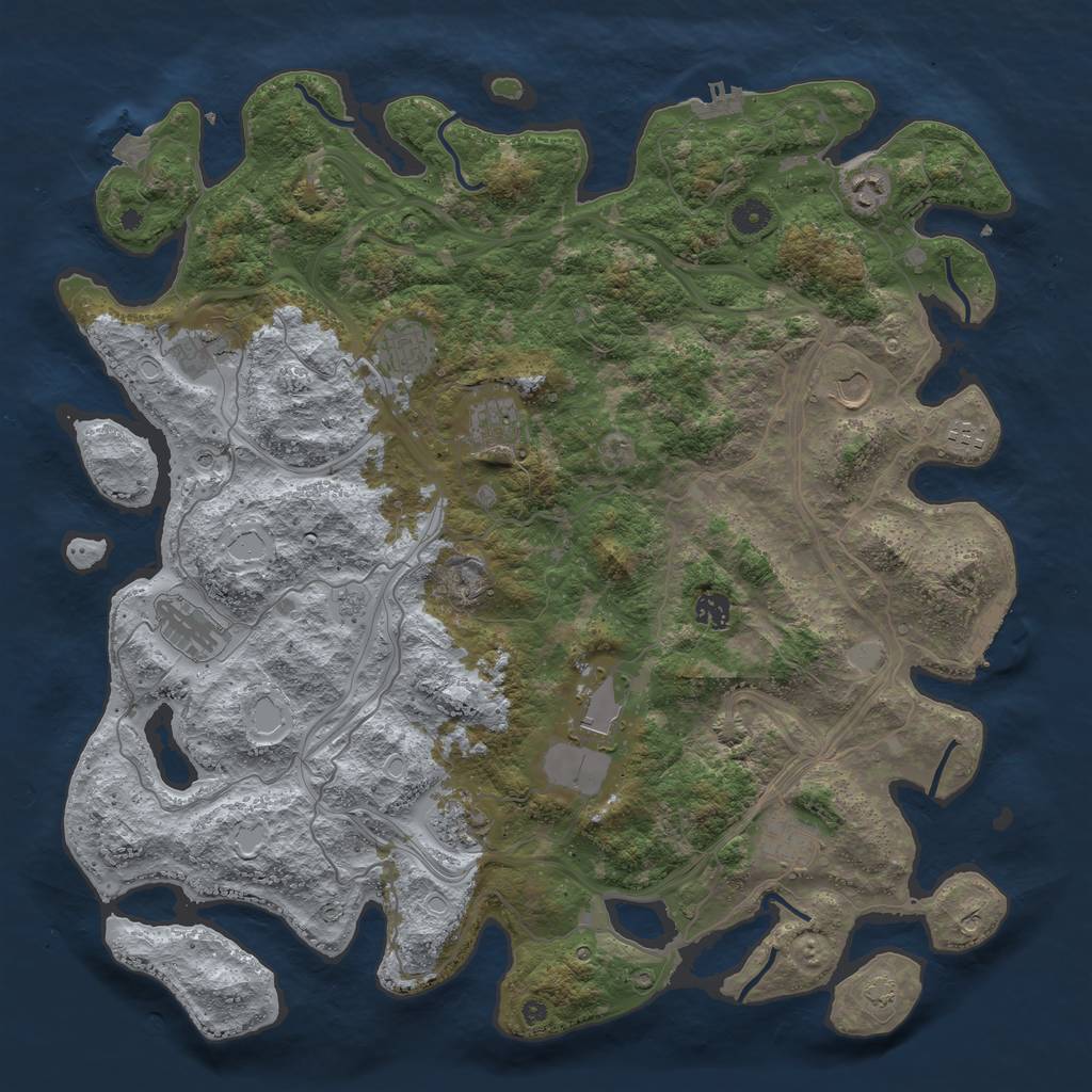 Rust Map: Procedural Map, Size: 4500, Seed: 1091801758, 19 Monuments