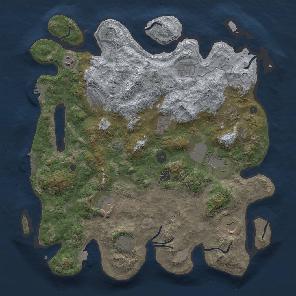 Rust Map: Procedural Map, Size: 4007, Seed: 4090, 19 Monuments