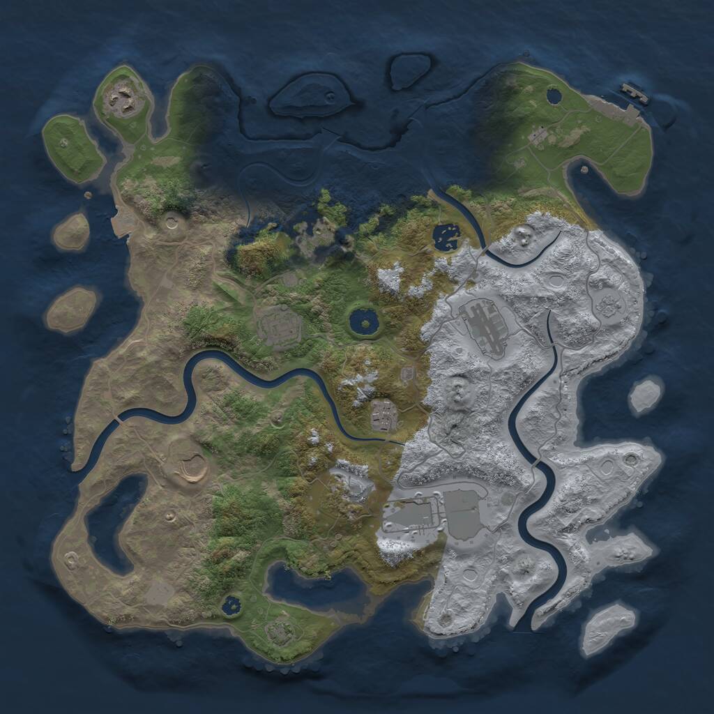 Rust Map: Procedural Map, Size: 3800, Seed: 70261147, 14 Monuments