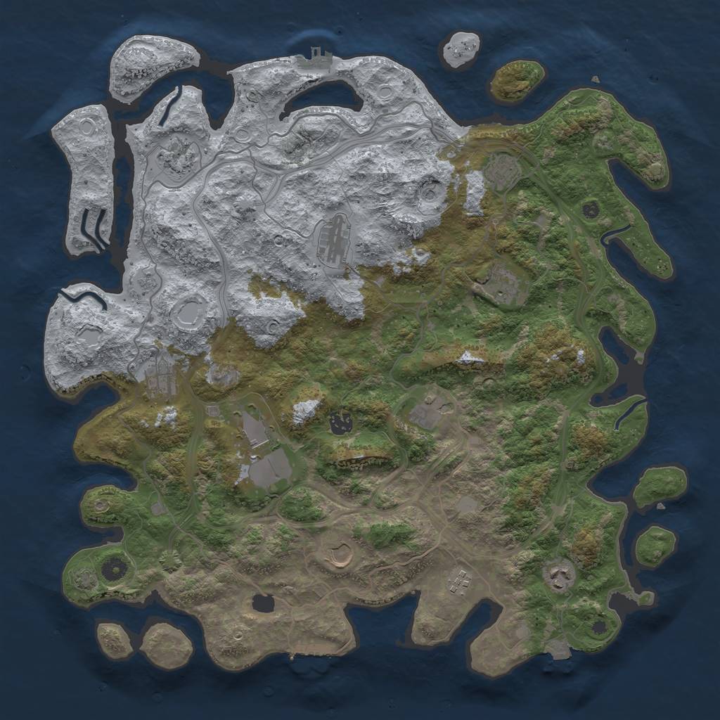 Rust Map: Procedural Map, Size: 4500, Seed: 734116758, 19 Monuments