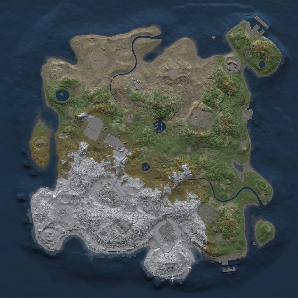 Rust Map: Procedural Map, Size: 3500, Seed: 708728904, 15 Monuments