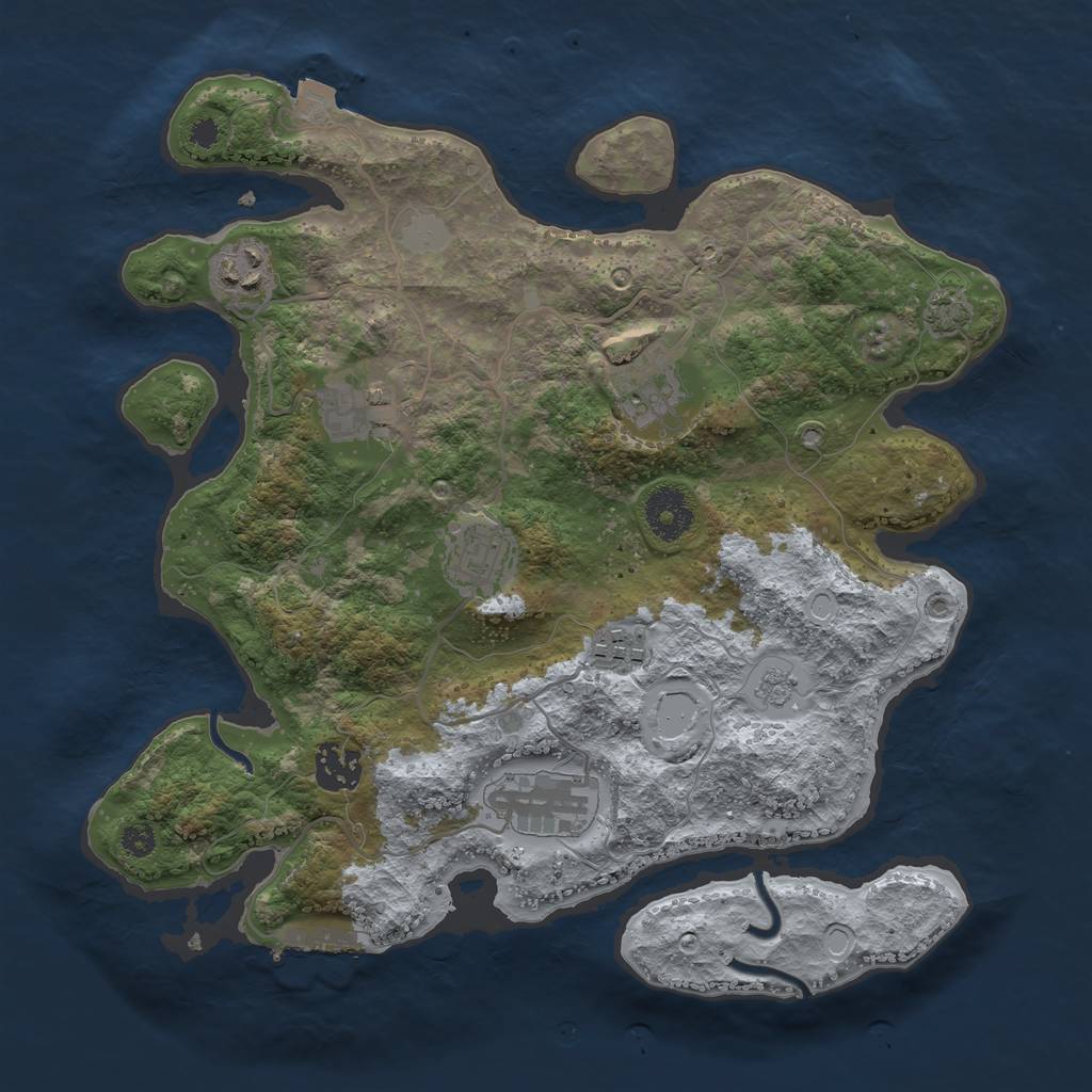 Rust Map: Procedural Map, Size: 3300, Seed: 176217854, 13 Monuments