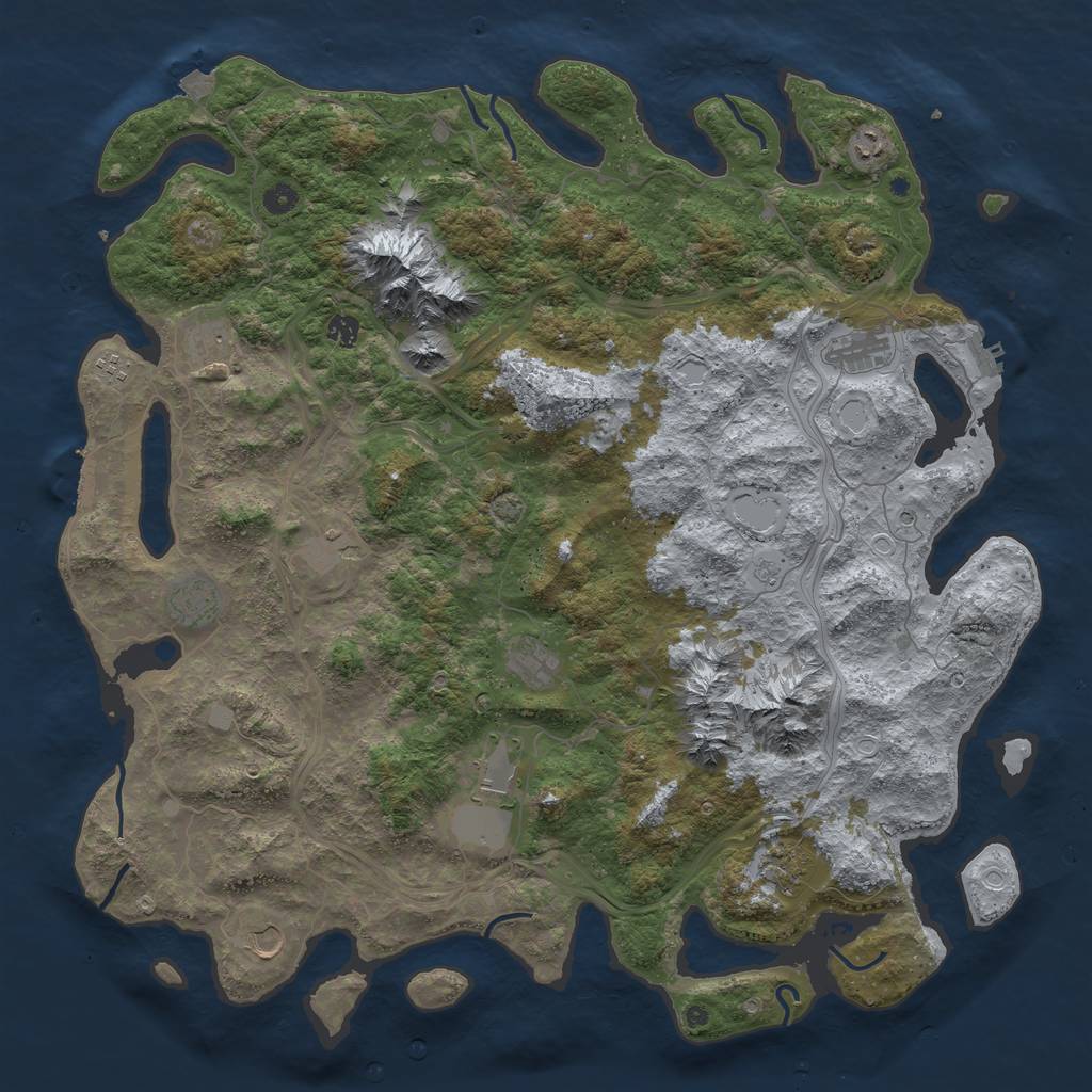 Rust Map: Procedural Map, Size: 5000, Seed: 657898407, 19 Monuments