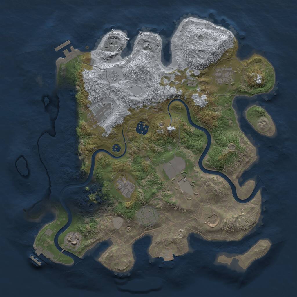 Rust Map: Procedural Map, Size: 3500, Seed: 1208568054, 15 Monuments