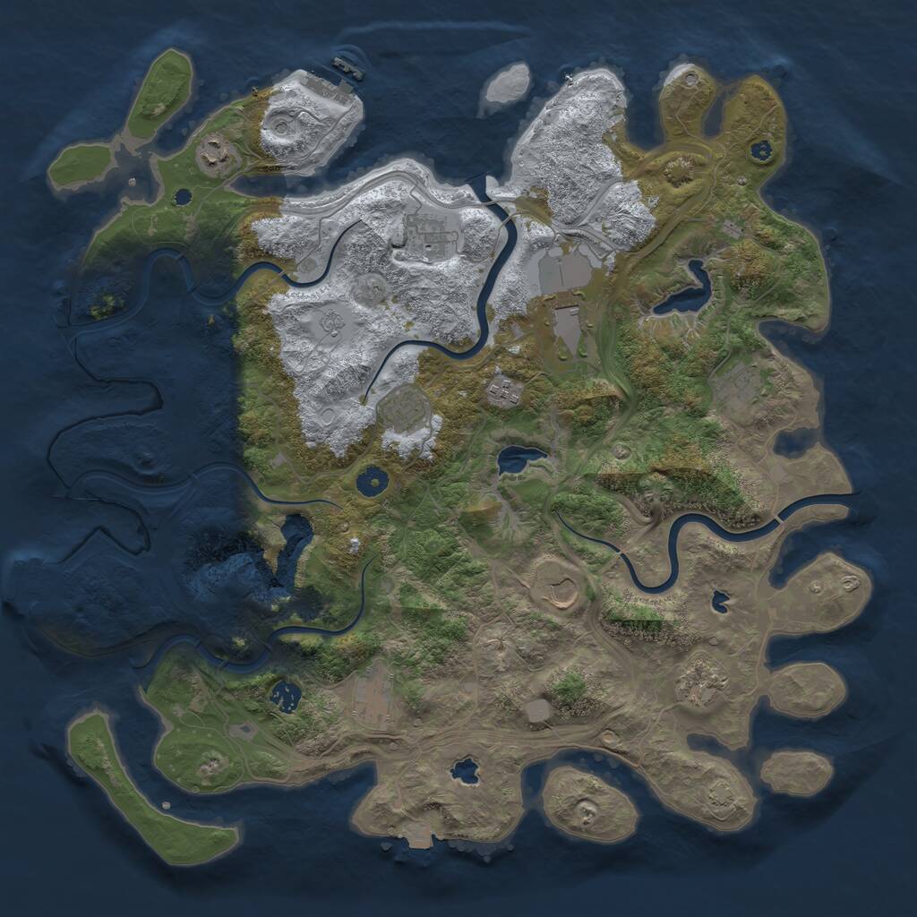 Rust Map: Procedural Map, Size: 4500, Seed: 23345566, 16 Monuments