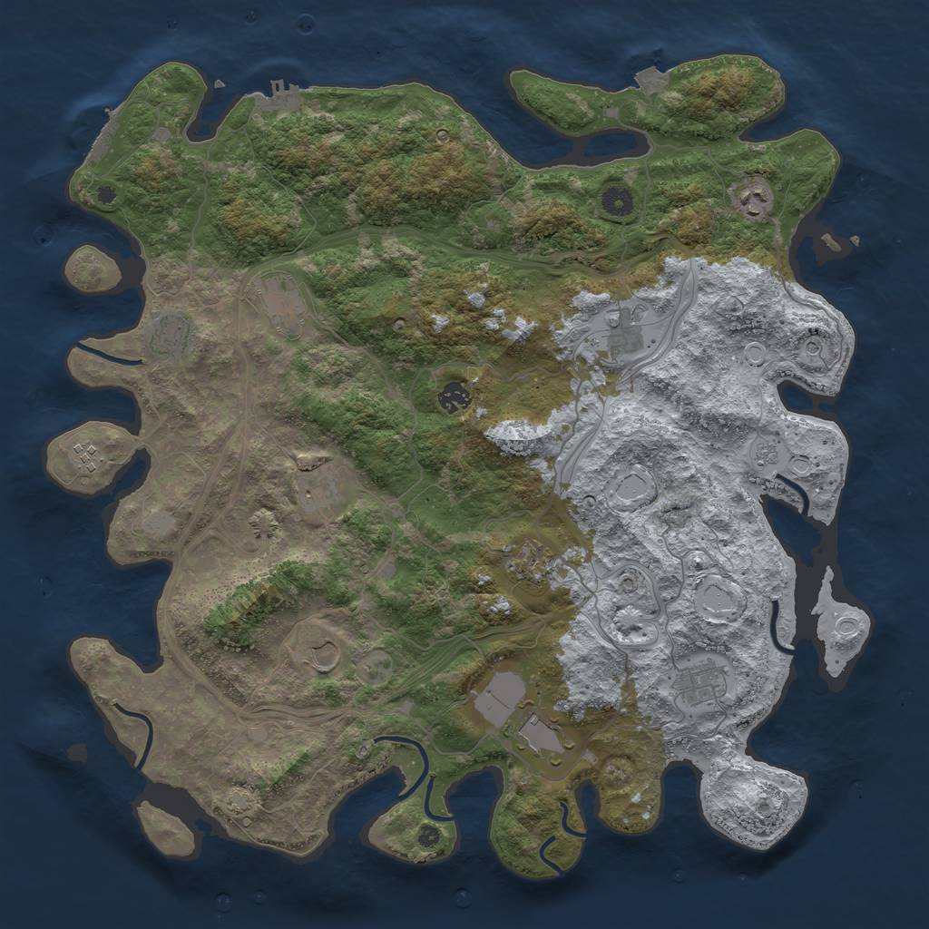 Rust Map: Procedural Map, Size: 4500, Seed: 394701660, 19 Monuments