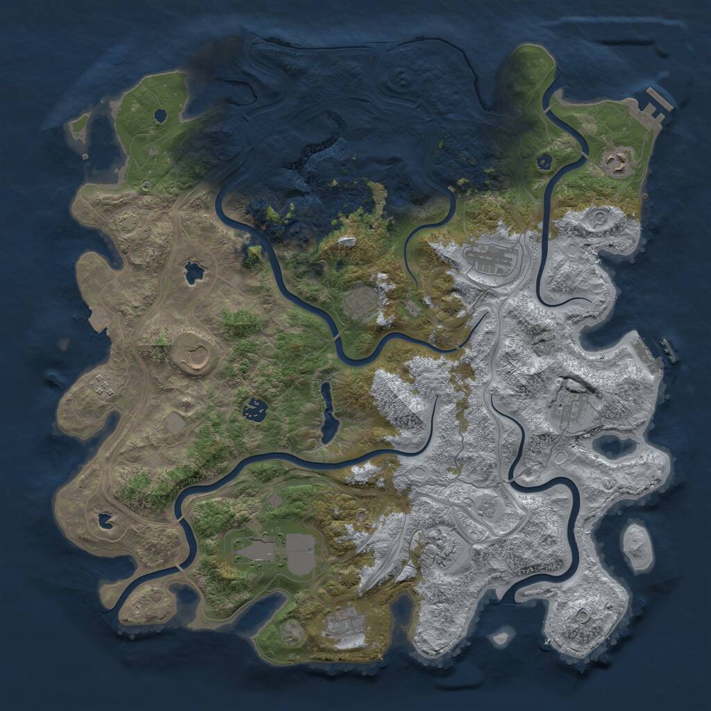 Rust Map: Procedural Map, Size: 4500, Seed: 1372476304, 16 Monuments