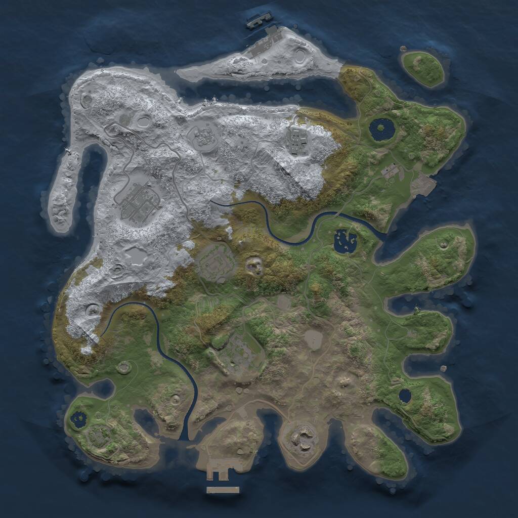 Rust Map: Procedural Map, Size: 3200, Seed: 92412396, 11 Monuments