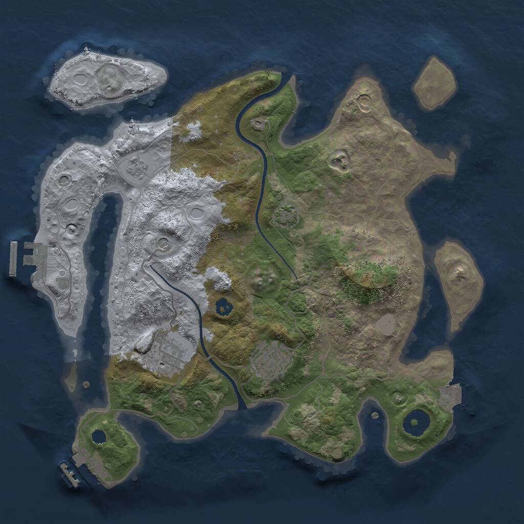Rust Map: Procedural Map, Size: 3000, Seed: 360794257, 8 Monuments
