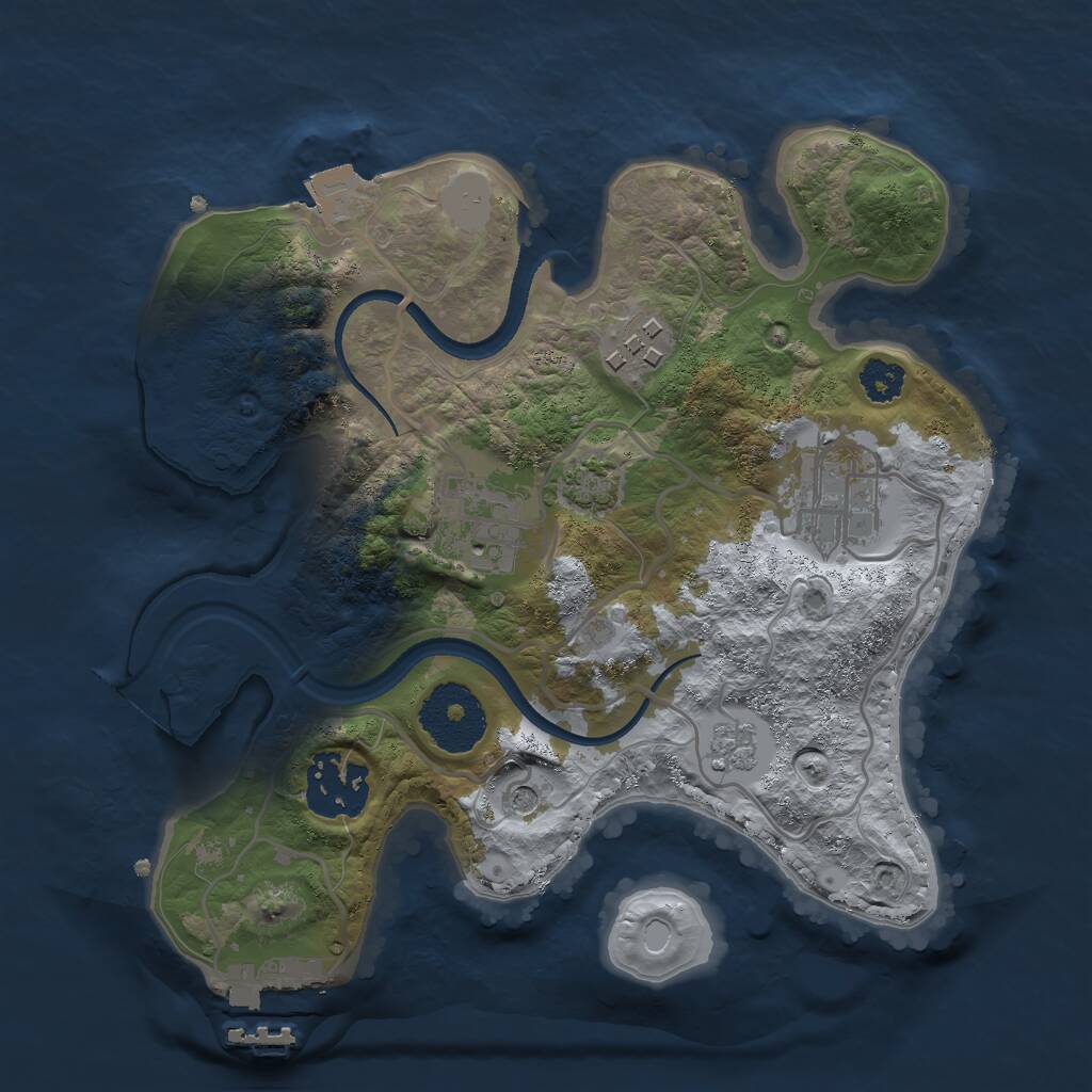 Rust Map: Procedural Map, Size: 2500, Seed: 1973321469, 9 Monuments