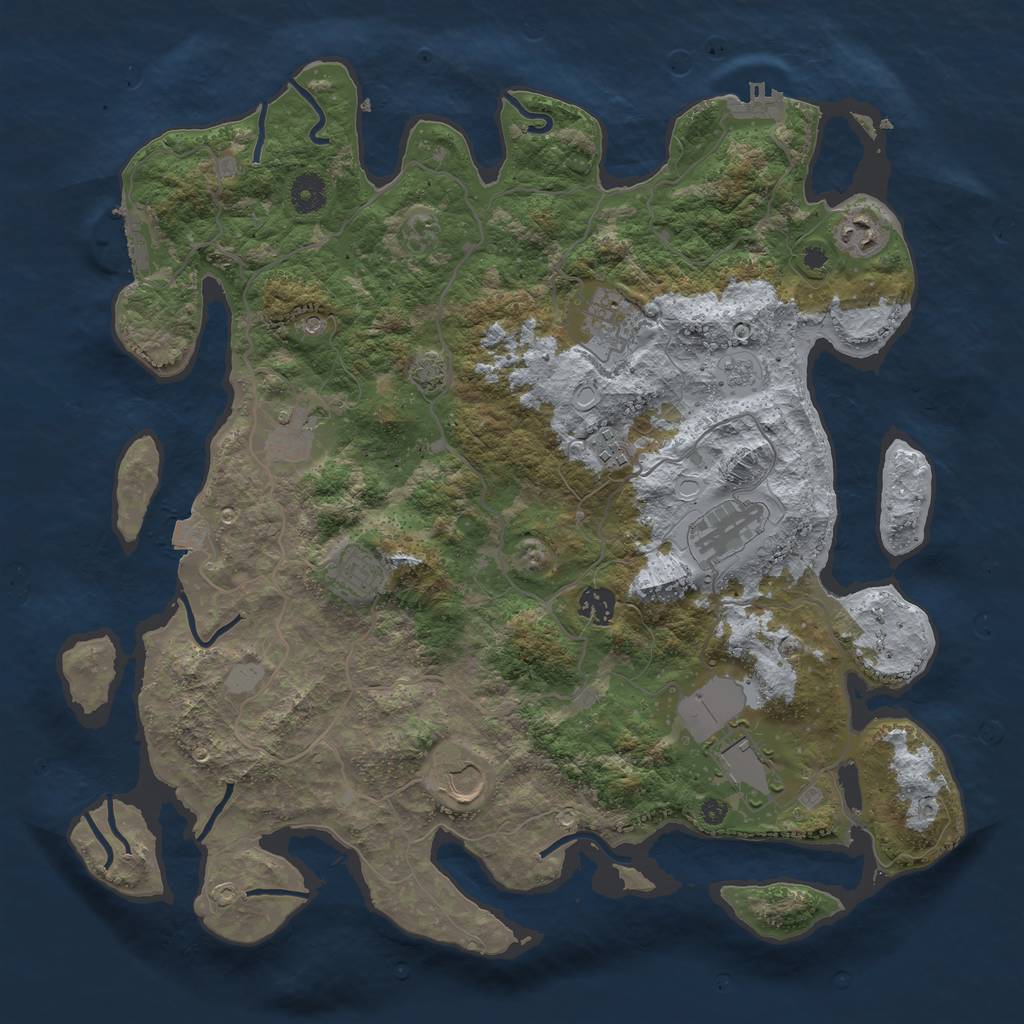 Rust Map: Procedural Map, Size: 4000, Seed: 806285995, 17 Monuments
