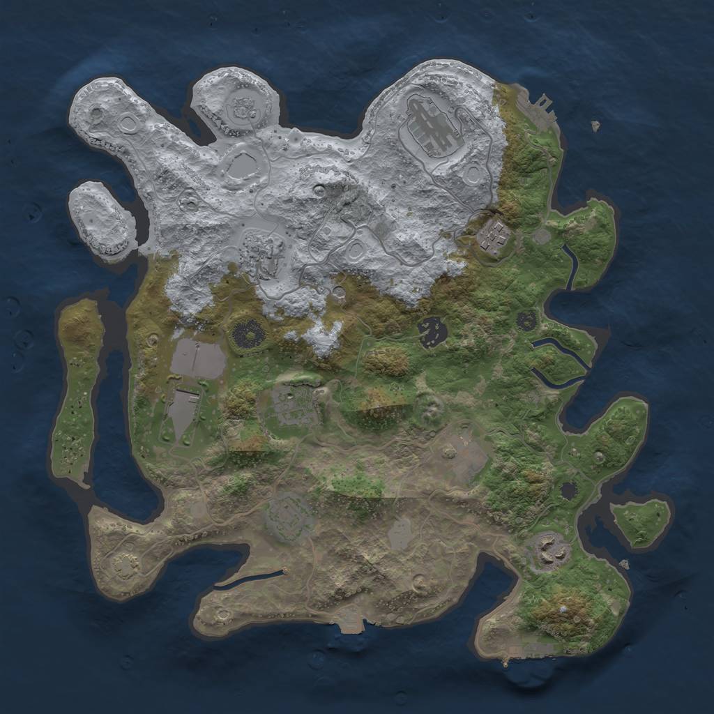 Rust Map: Procedural Map, Size: 3500, Seed: 1801279056, 17 Monuments