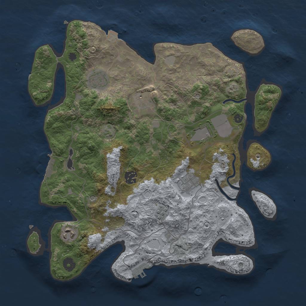 Rust Map: Procedural Map, Size: 3500, Seed: 1053736770, 15 Monuments