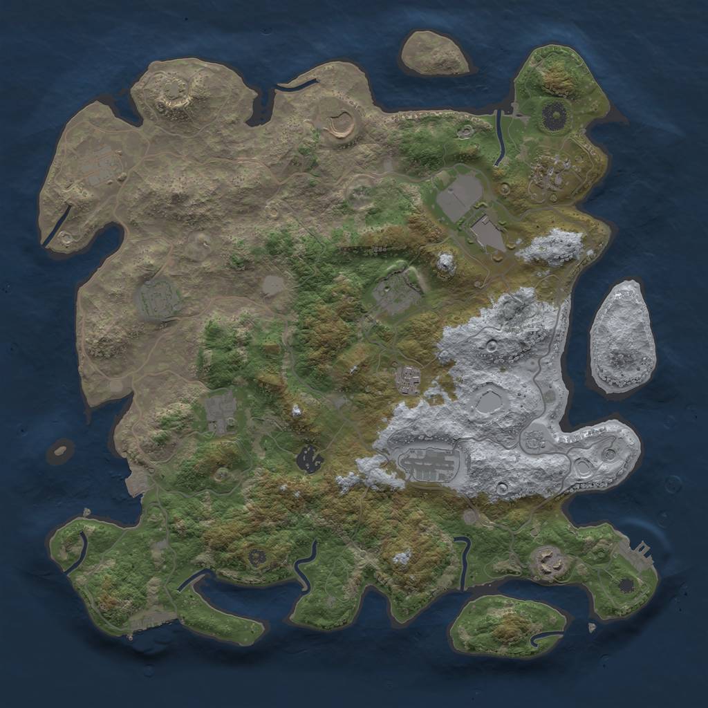 Rust Map: Procedural Map, Size: 4000, Seed: 154651316, 19 Monuments