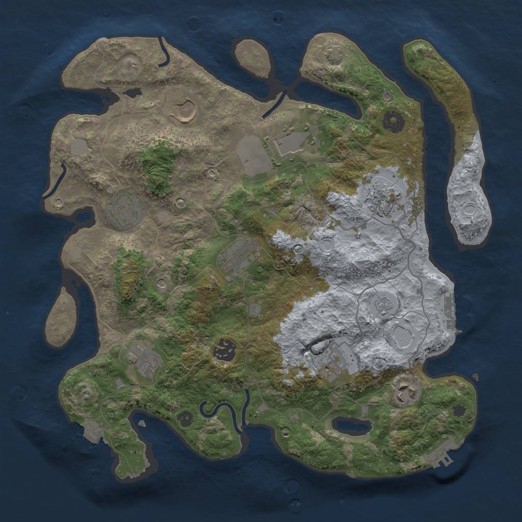 Rust Map: Procedural Map, Size: 3500, Seed: 835191167, 17 Monuments