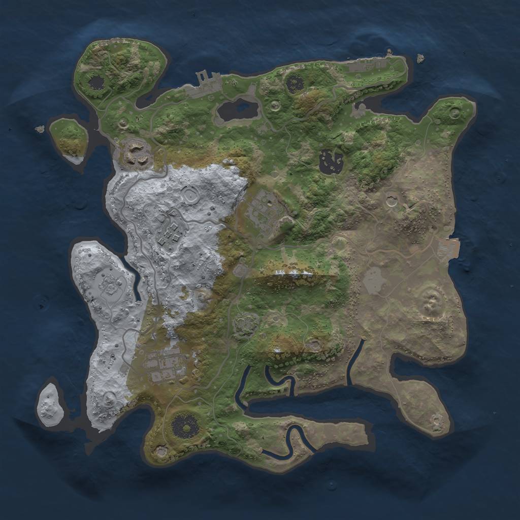 Rust Map: Procedural Map, Size: 3000, Seed: 764915834, 13 Monuments