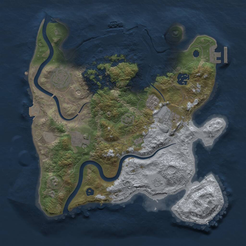 Rust Map: Procedural Map, Size: 3000, Seed: 1343412205, 11 Monuments