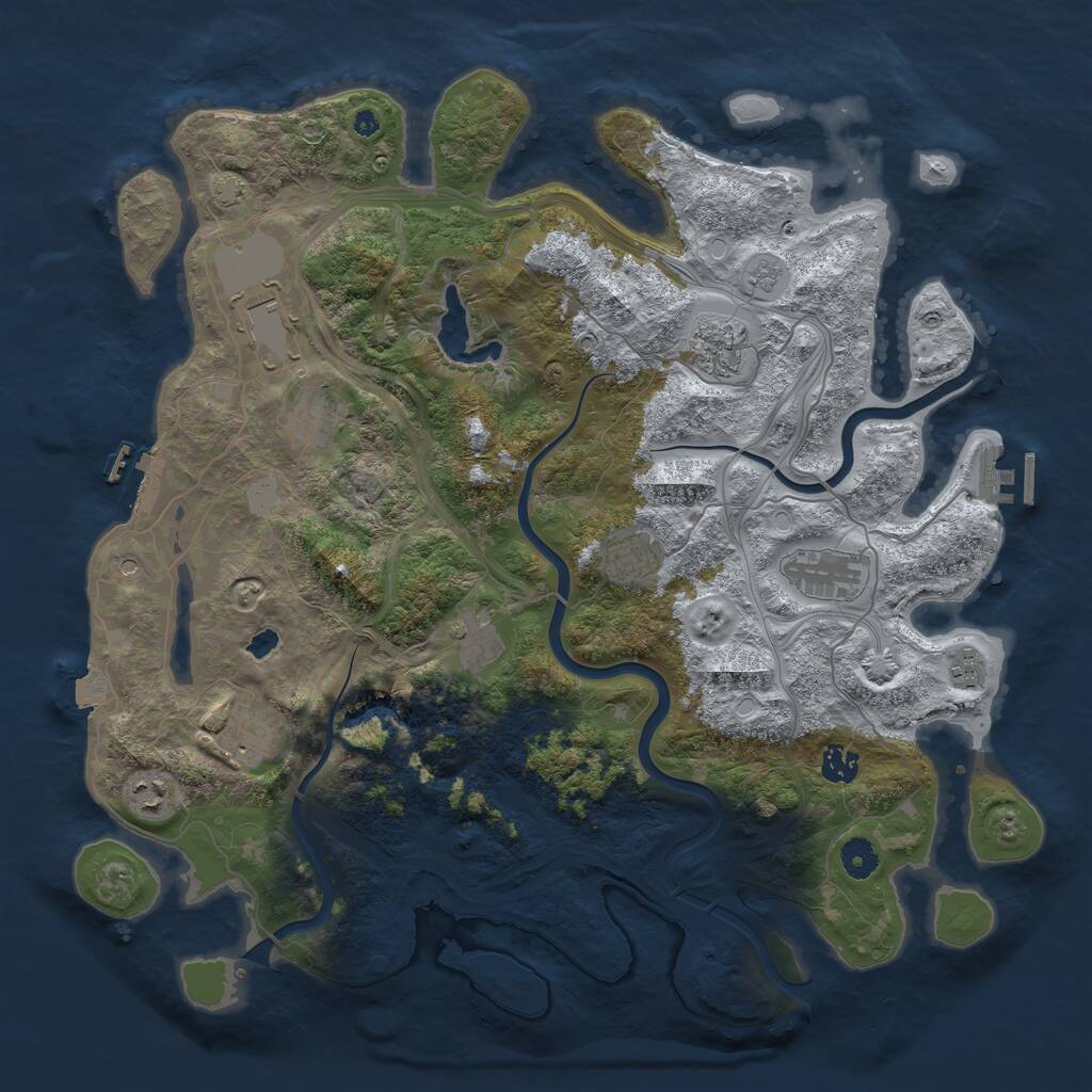Rust Map: Procedural Map, Size: 4250, Seed: 1855566903, 16 Monuments