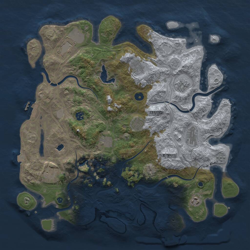 Rust Map: Procedural Map, Size: 4250, Seed: 1855566903, 16 Monuments