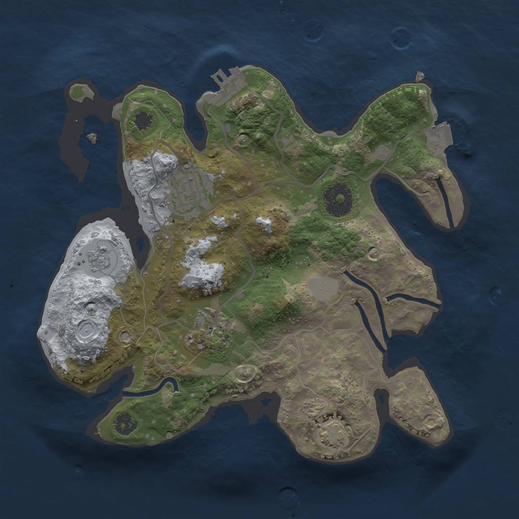 Rust Map: Procedural Map, Size: 2500, Seed: 851611632, 8 Monuments