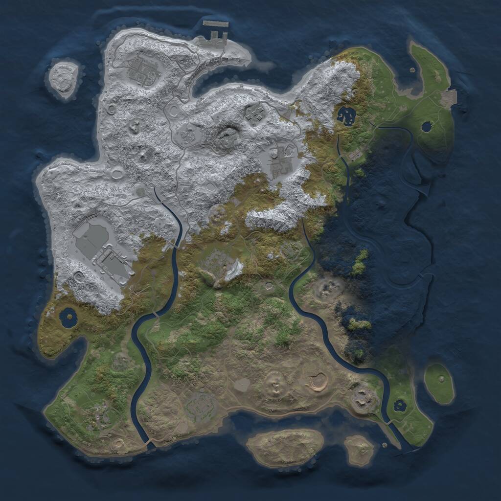 Rust Map: Procedural Map, Size: 3950, Seed: 30900241, 15 Monuments