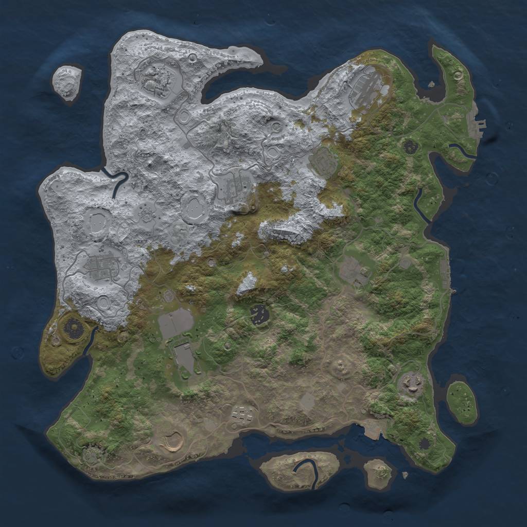 Rust Map: Procedural Map, Size: 3950, Seed: 30900241, 19 Monuments