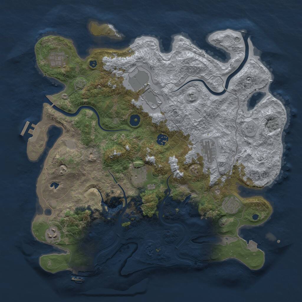 Rust Map: Procedural Map, Size: 4000, Seed: 987256, 14 Monuments