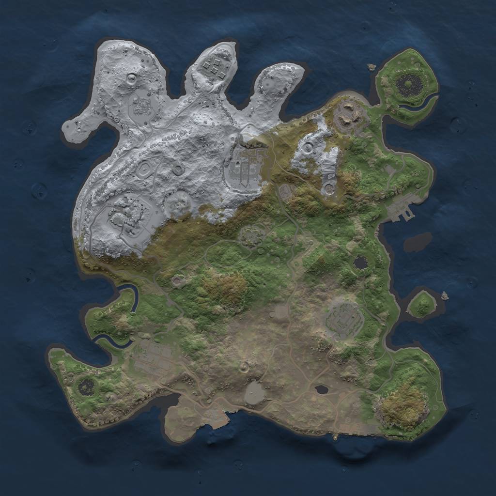 Rust Map: Procedural Map, Size: 3000, Seed: 1284769342, 14 Monuments