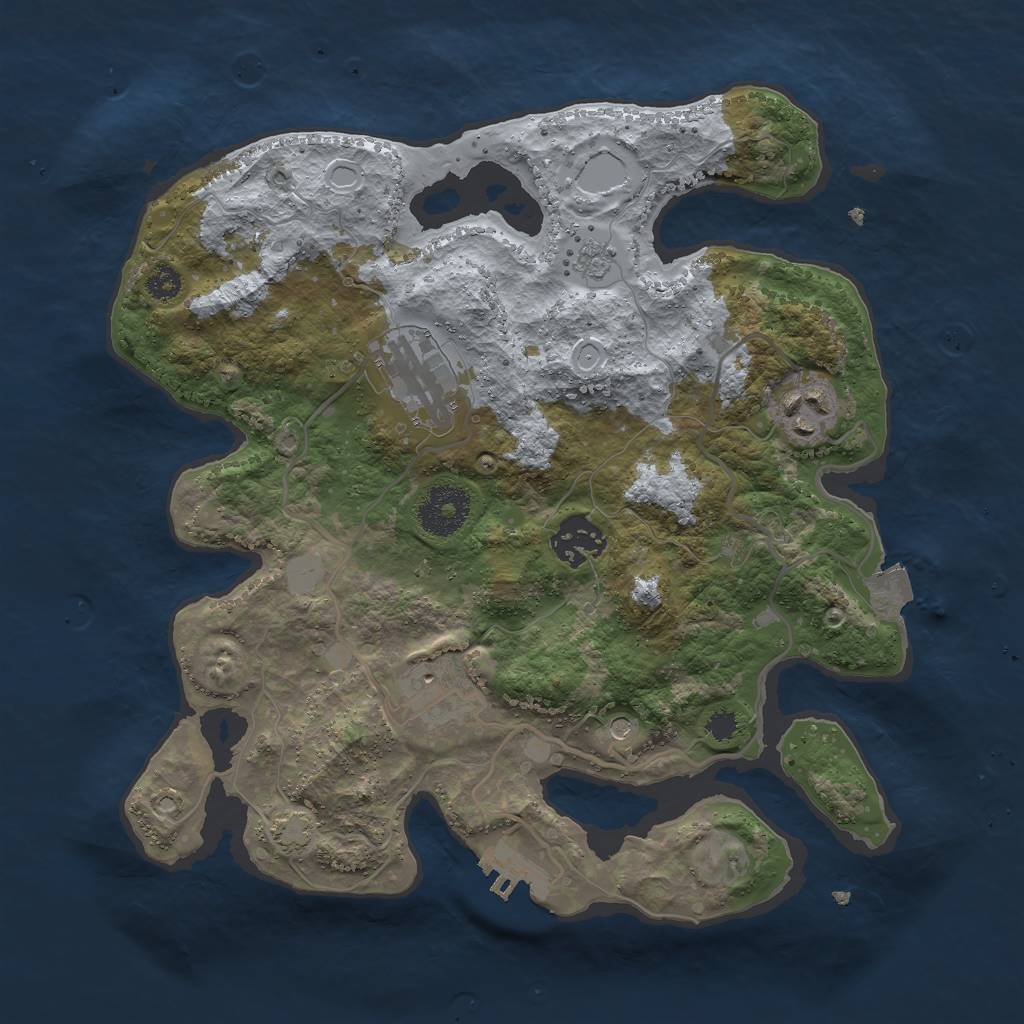 Rust Map: Procedural Map, Size: 3000, Seed: 1733827915, 11 Monuments