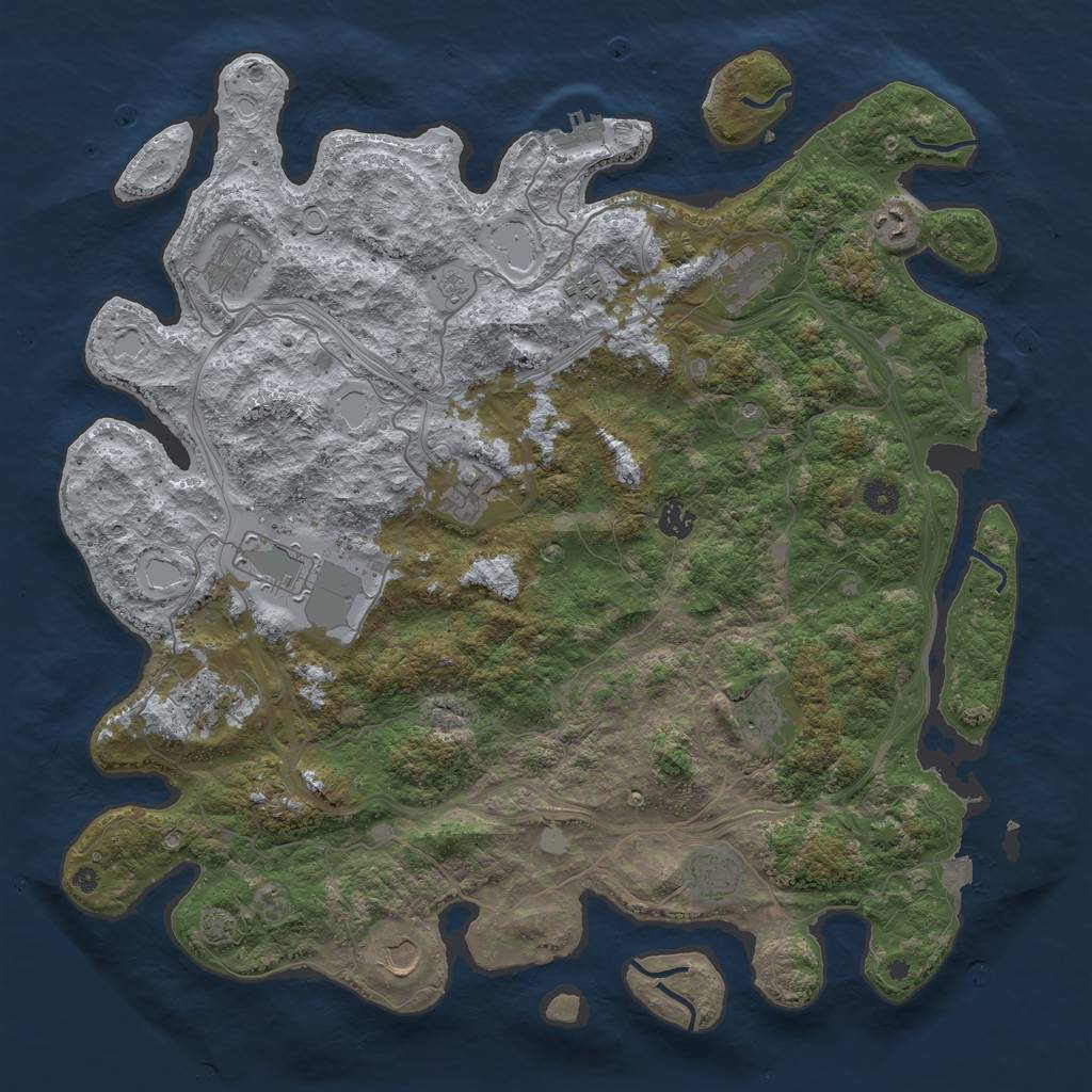 Rust Map: Procedural Map, Size: 4500, Seed: 2135058762, 19 Monuments