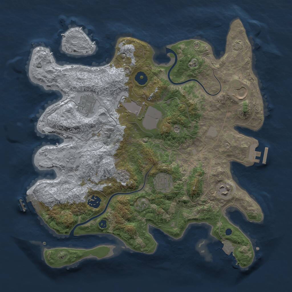 Rust Map: Procedural Map, Size: 3500, Seed: 325593365, 13 Monuments