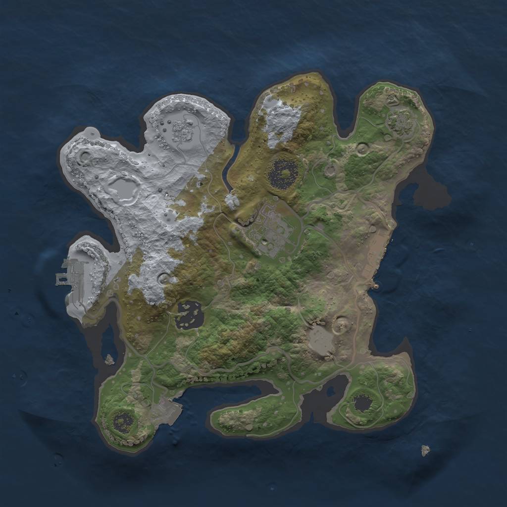 Rust Map: Procedural Map, Size: 2500, Seed: 25262, 9 Monuments