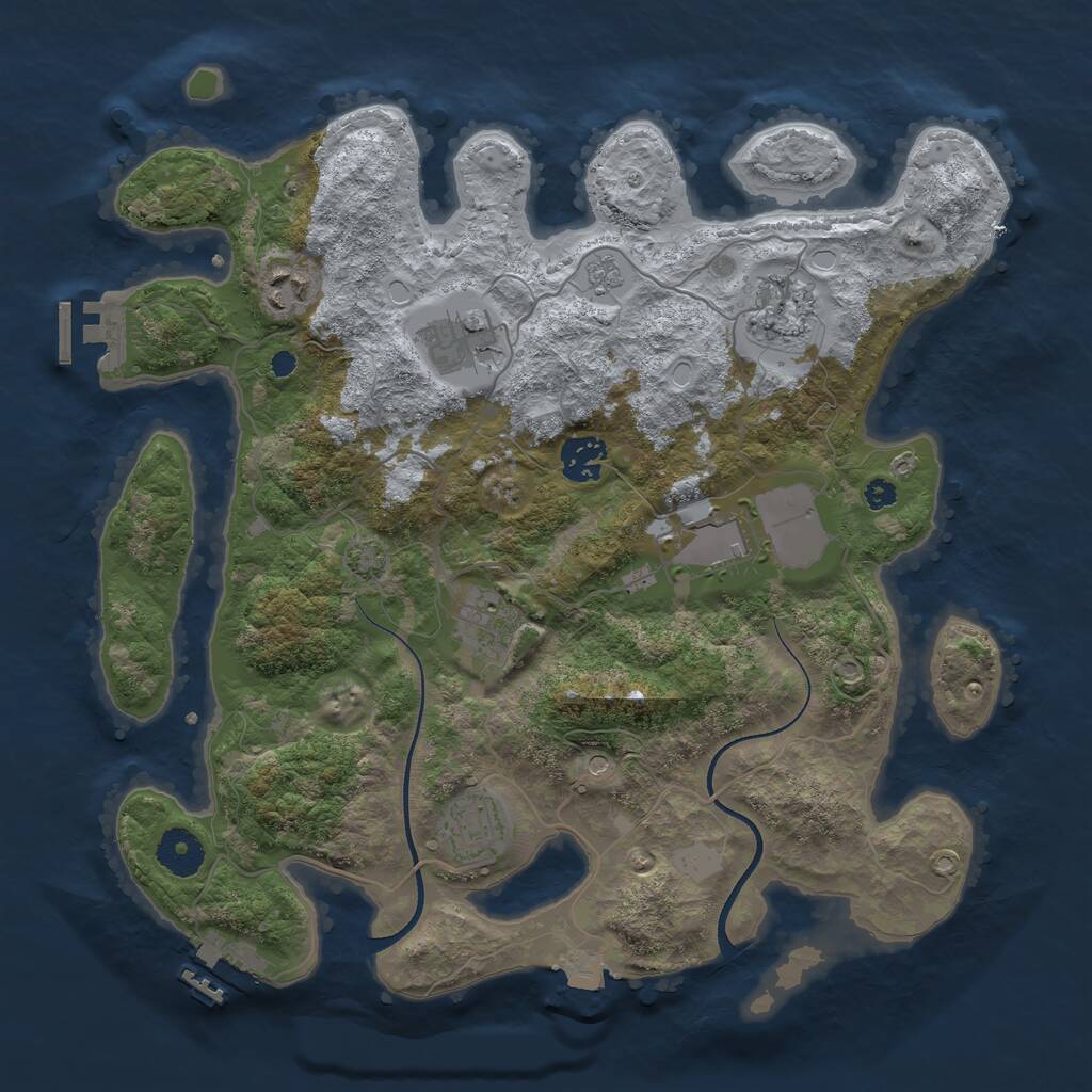 Rust Map: Procedural Map, Size: 3500, Seed: 748109194, 13 Monuments