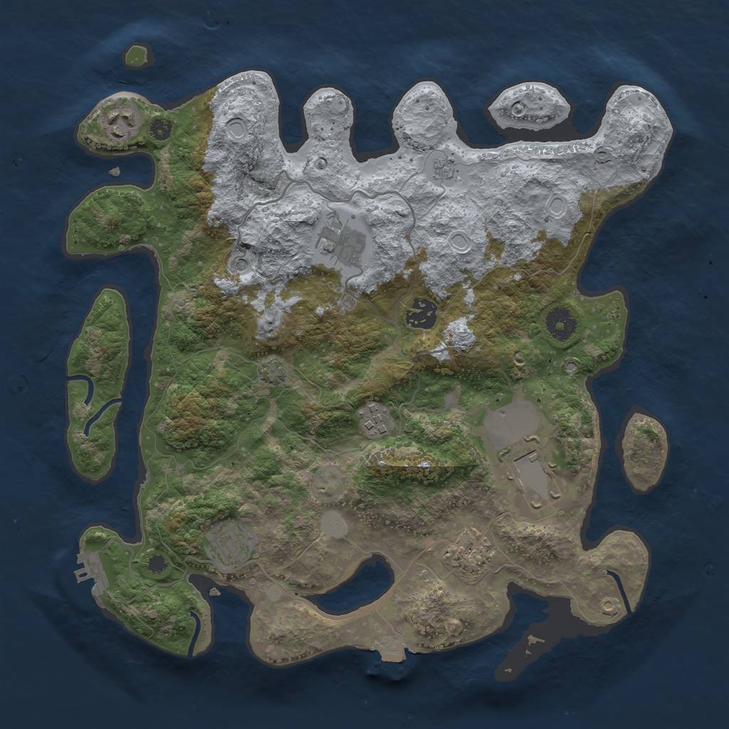 Rust Map: Procedural Map, Size: 3500, Seed: 748109194, 14 Monuments