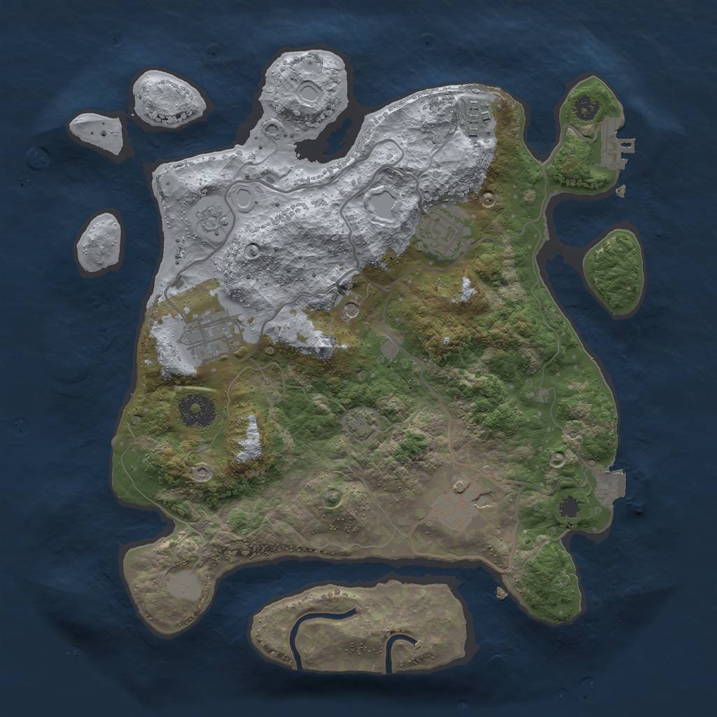 Rust Map: Procedural Map, Size: 3000, Seed: 76777, 11 Monuments