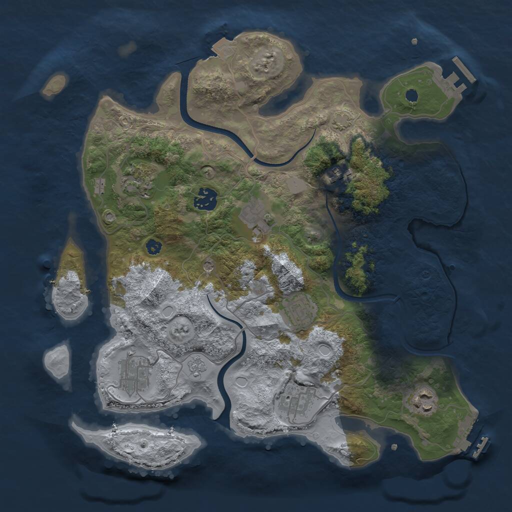 Rust Map: Procedural Map, Size: 3300, Seed: 1172892385, 14 Monuments