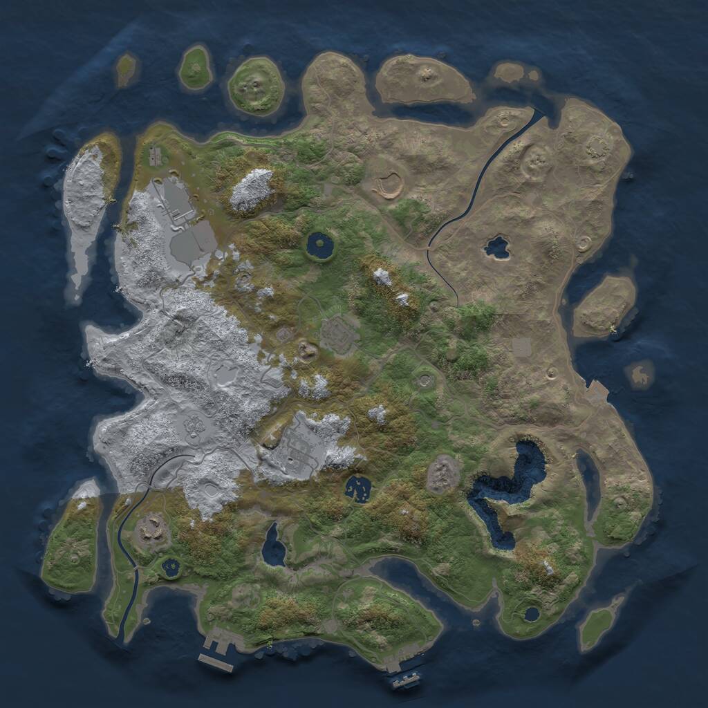 Rust Map: Procedural Map, Size: 4000, Seed: 1378234578, 12 Monuments