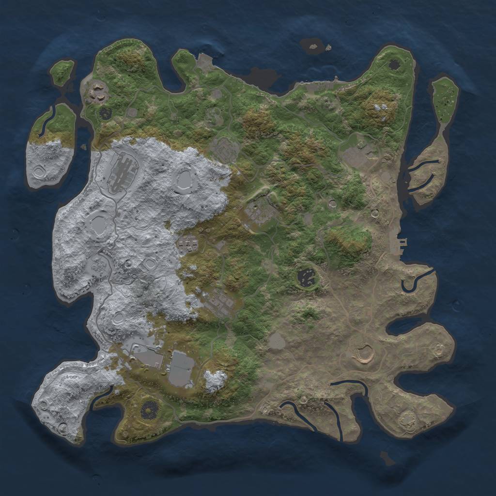 Rust Map: Procedural Map, Size: 4000, Seed: 797698307, 18 Monuments