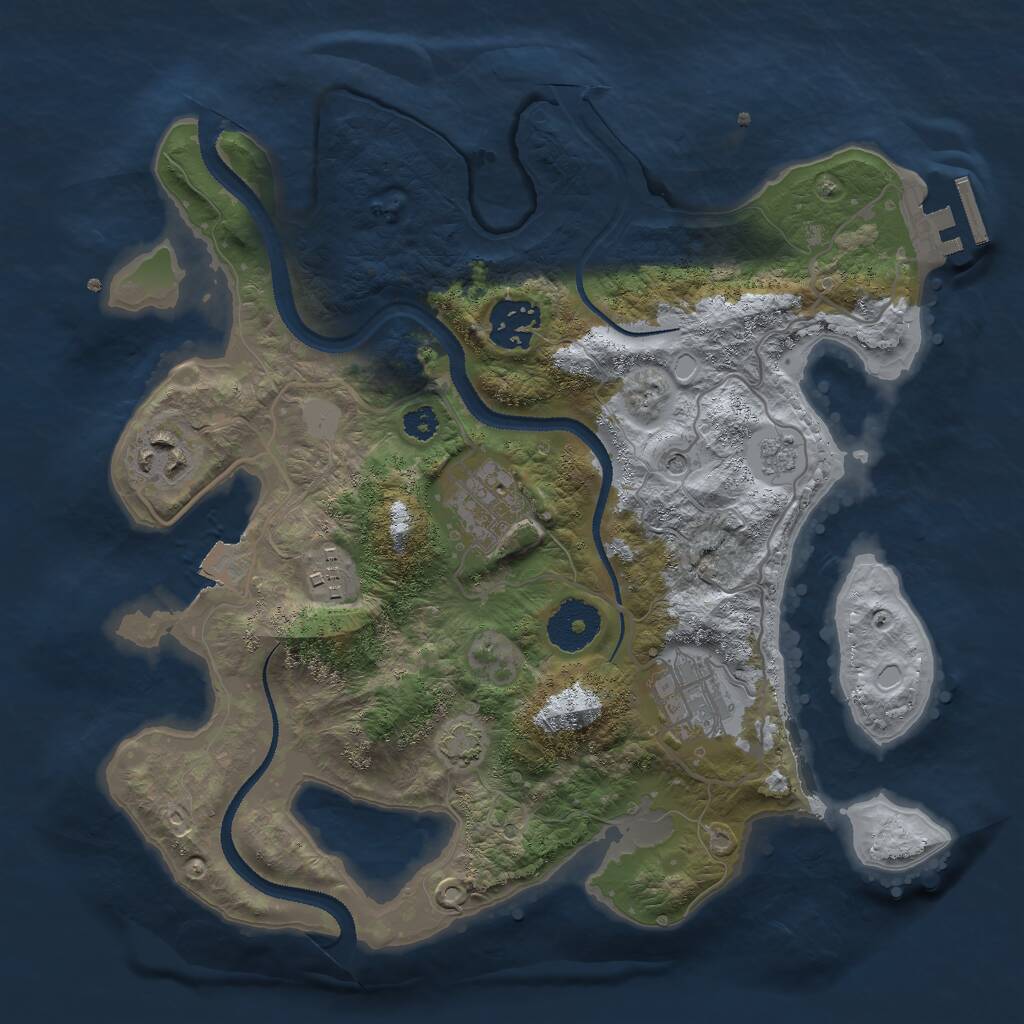 Rust Map: Procedural Map, Size: 3000, Seed: 2140205446, 10 Monuments