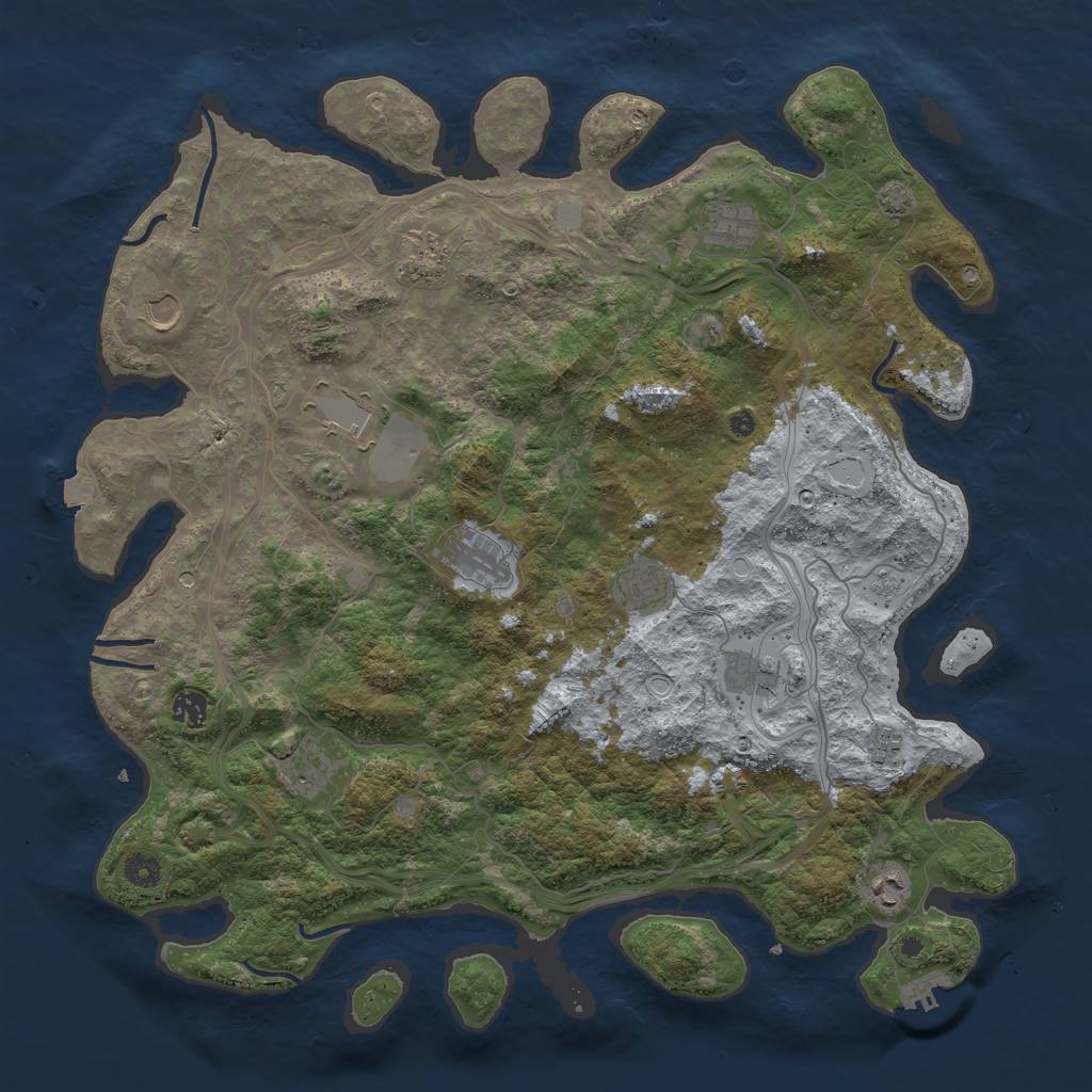 Rust Map: Procedural Map, Size: 4500, Seed: 56360510, 18 Monuments