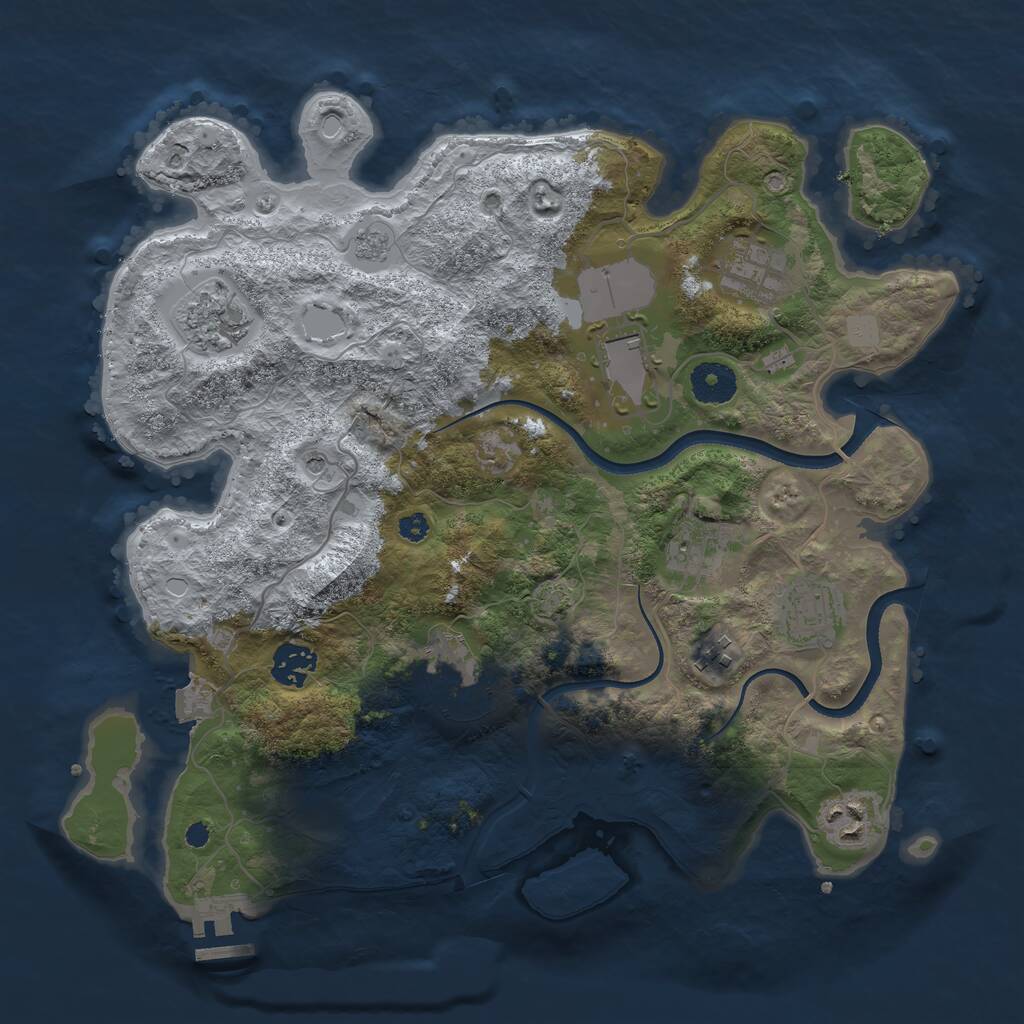 Rust Map: Procedural Map, Size: 3500, Seed: 42747458, 14 Monuments