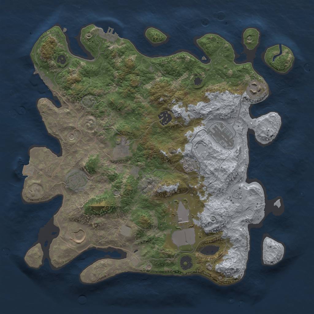 Rust Map: Procedural Map, Size: 3500, Seed: 3255212, 16 Monuments
