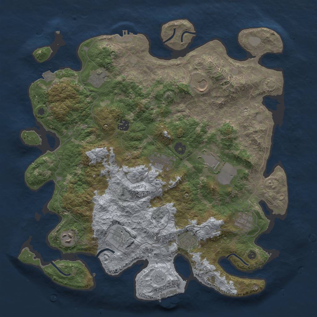 Rust Map: Procedural Map, Size: 4000, Seed: 2076271512, 18 Monuments