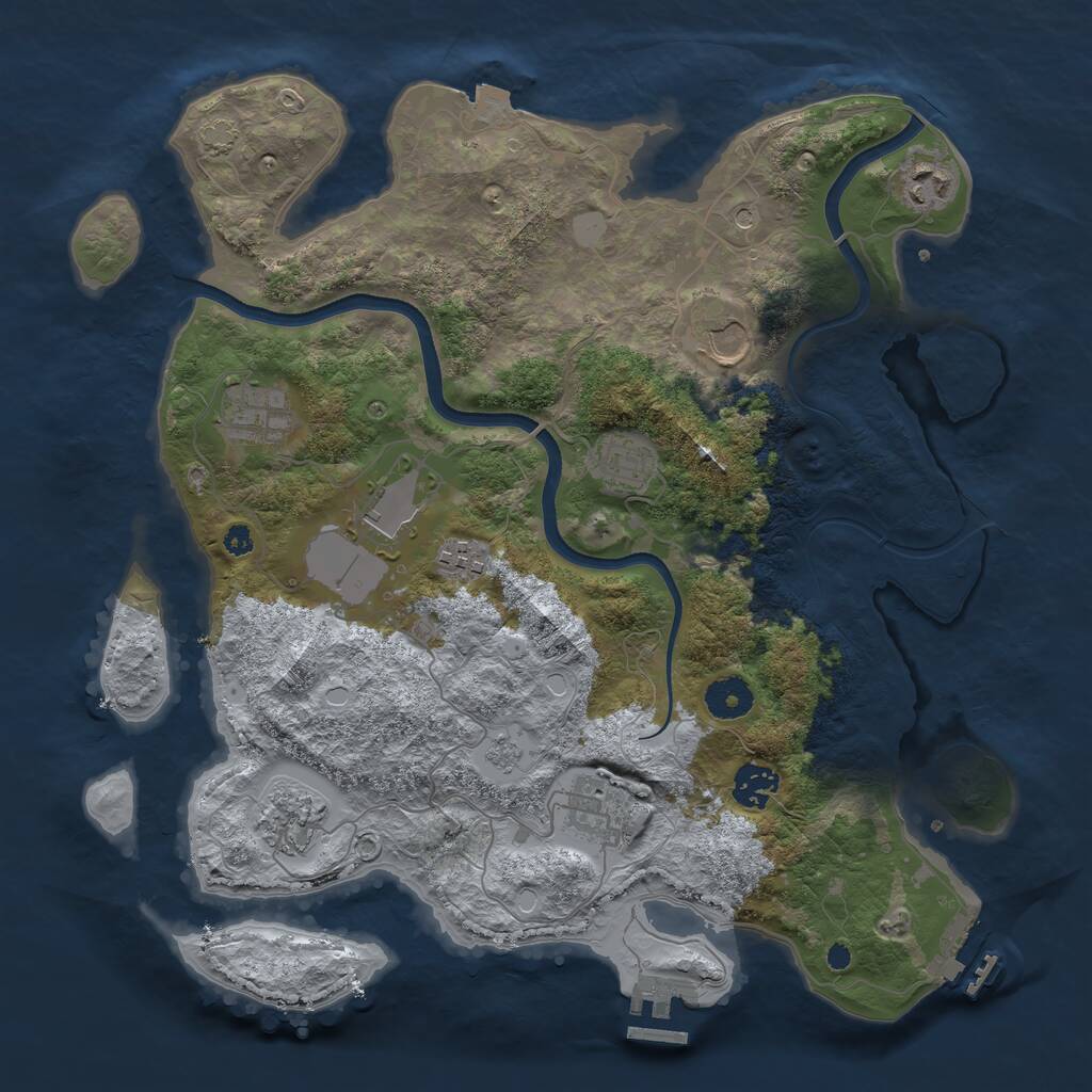 Rust Map: Procedural Map, Size: 3650, Seed: 1172892385, 15 Monuments