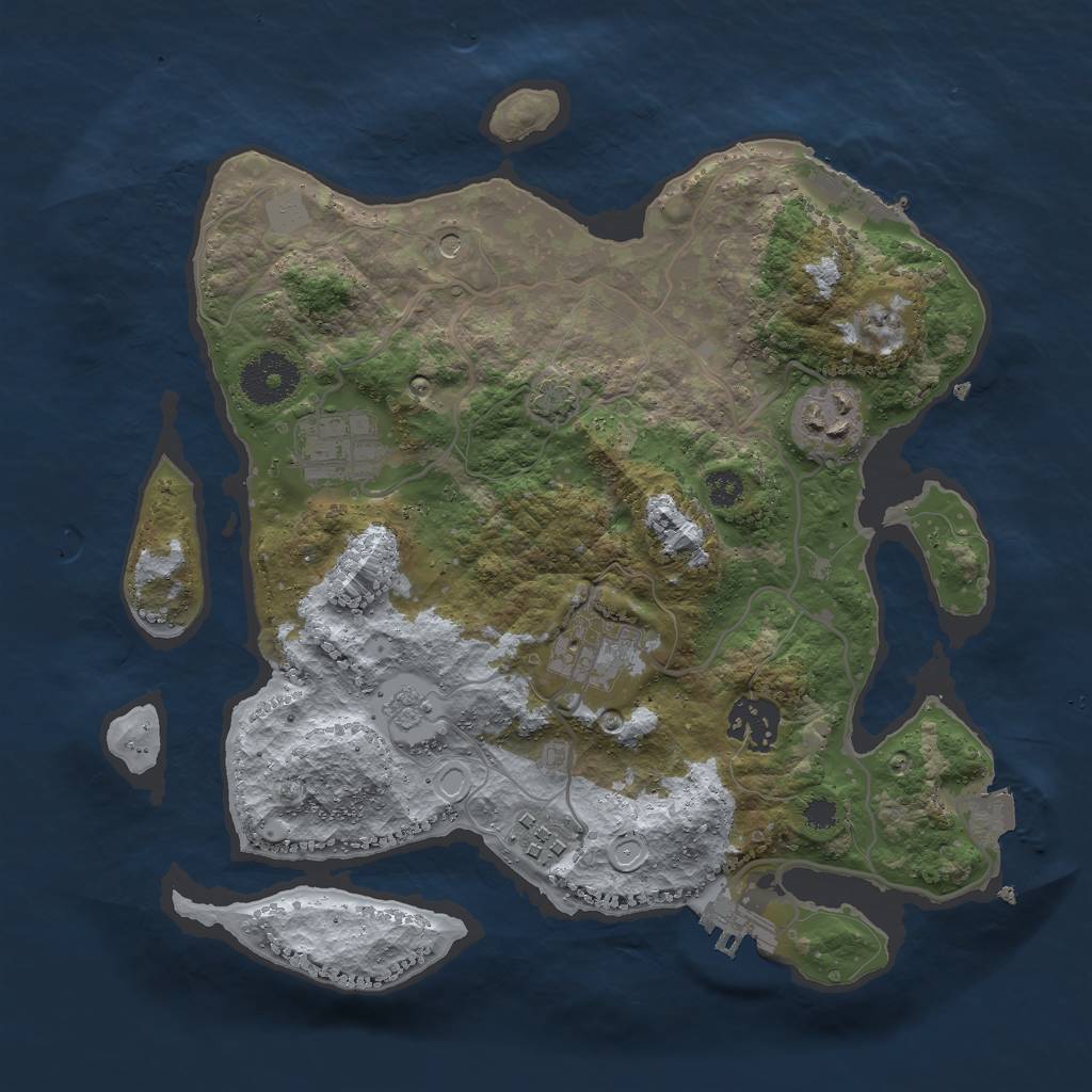 Rust Map: Procedural Map, Size: 3000, Seed: 1172892385, 13 Monuments