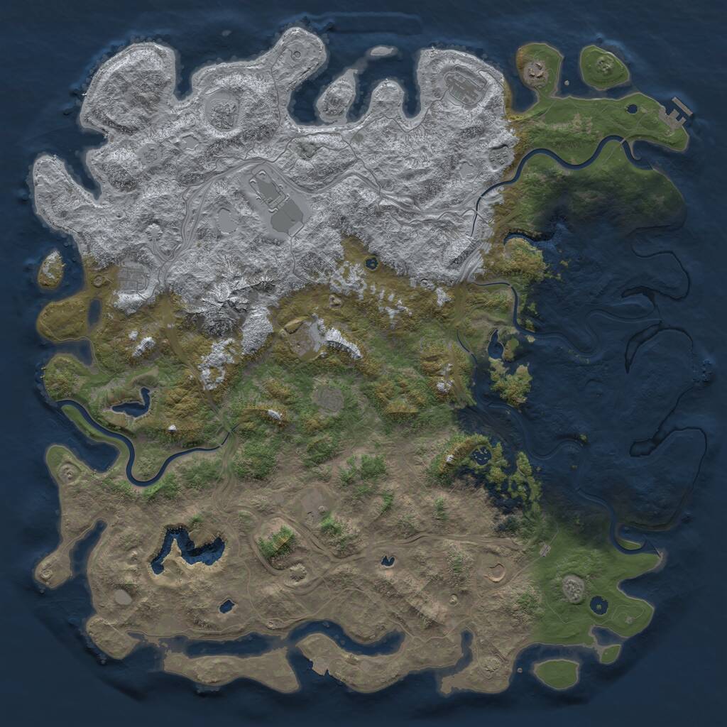 Rust Map: Procedural Map, Size: 6000, Seed: 793051322, 17 Monuments