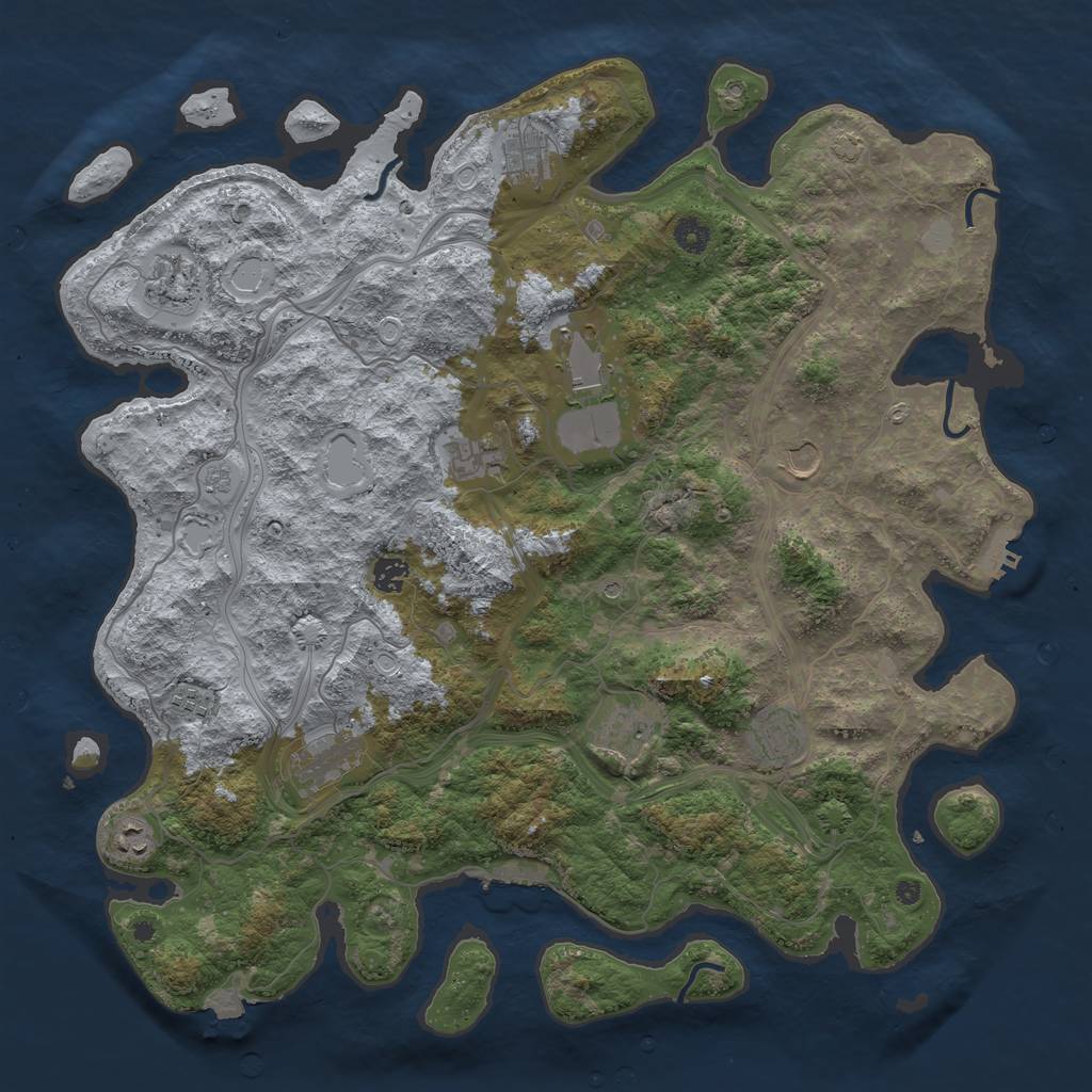 Rust Map: Procedural Map, Size: 4500, Seed: 2115418537, 19 Monuments