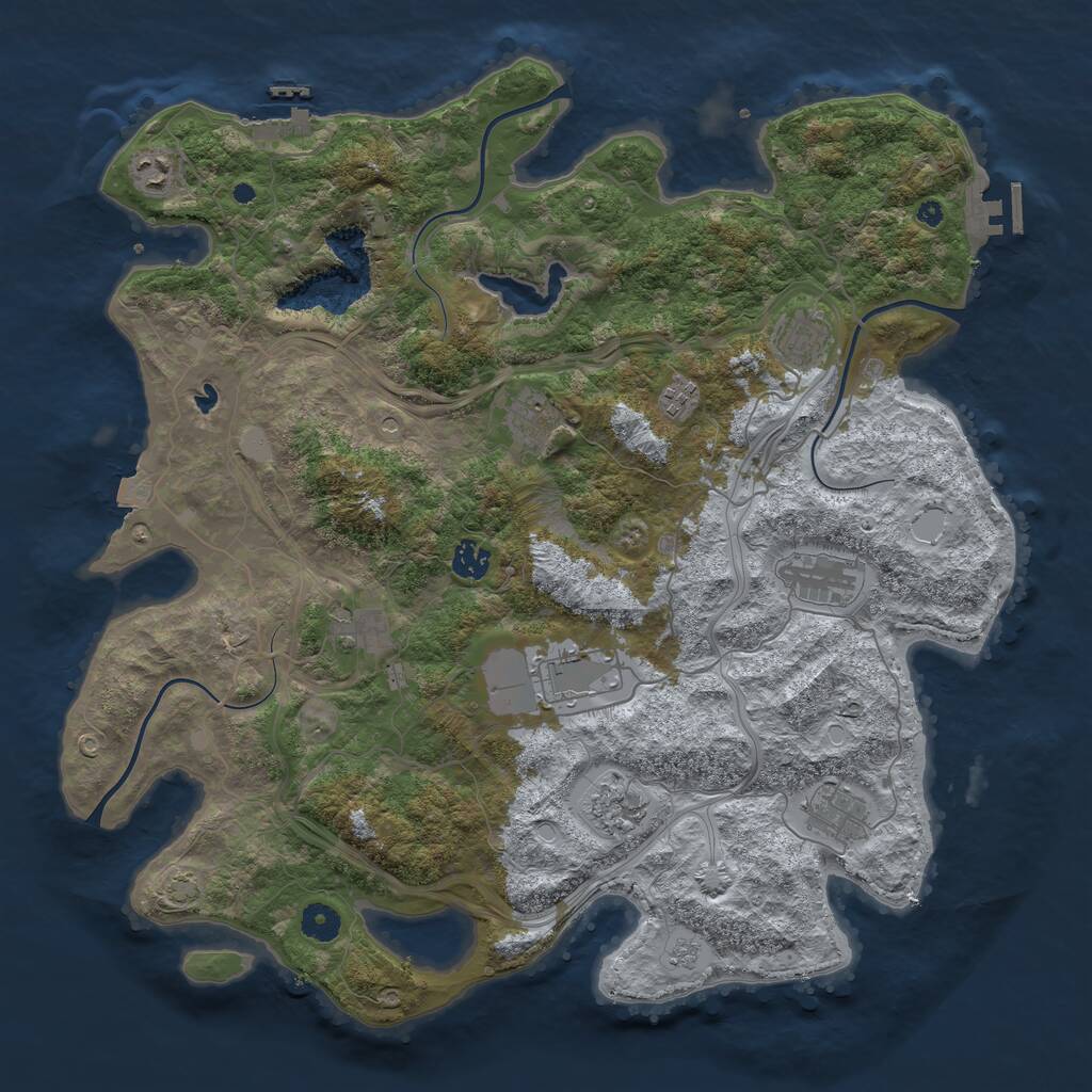 Rust Map: Procedural Map, Size: 4250, Seed: 1278820507, 16 Monuments